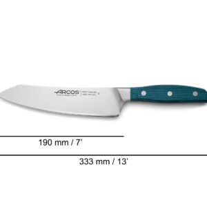 Arcos Forged Rocking Santoku Knife Stainless Steel 7 Inch. Micarta Handle & Special Silk Edge and Silver Blade 190 mm. Series Brooklyn. Blue Color . Impress and Amaze with Every Cut