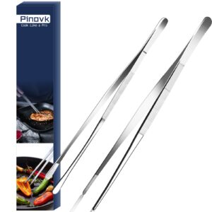 kitchen cooking tweezers tongs for food - set of 2,12-inch fine tip precision tongs for cooking and serving