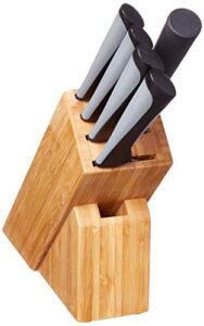 kai pro luna 6-piece block set, kitchen knife and knife block set, includes 8” chef's knife, 3.5” paring knife, 6” utility knife, 4” citrus knife & honing steel, hand-sharpened japanese kitchen knives