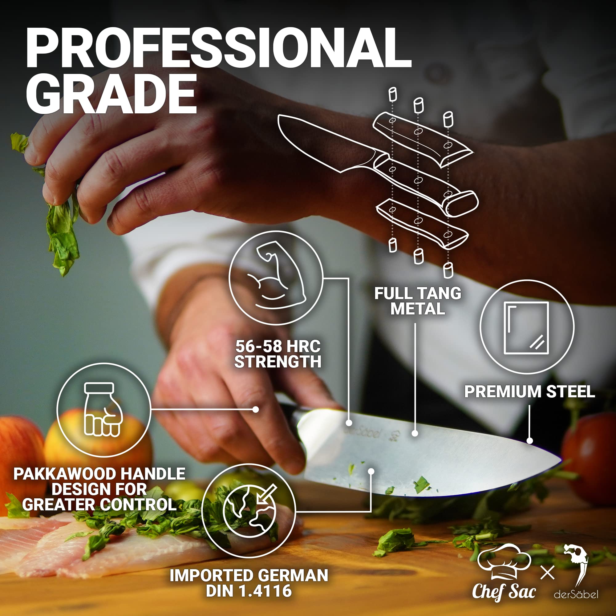 Chef Sac 8 Inch Chef Knife | Professional Chef Knife | Chefs Knife | Sharp Kitchen Knife | Chef Knife 8 Inch | Best Chef Knife | Chefs Knives | Chef Knife Professional