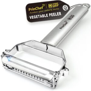 princhef vegetable peeler, 3 in 1 versatile y potato peeler for kitchen| ultra sharp julienne peeler with anti-slip handle | stainless steel no-rust veggie peeler, heavy duty