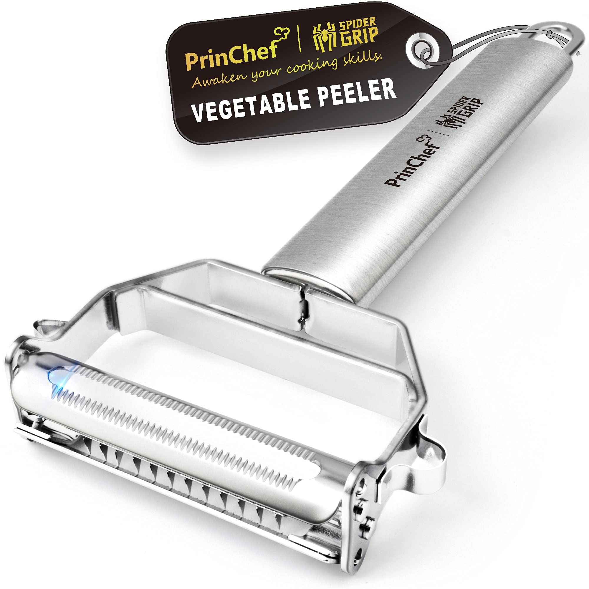 PrinChef Vegetable Peeler, 3 in 1 Versatile Y Potato Peeler for Kitchen| Ultra Sharp Julienne Peeler with Anti-Slip Handle | Stainless Steel No-Rust Veggie Peeler, Heavy Duty