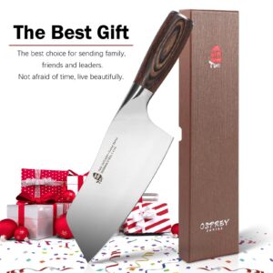 TUO Vegetable Cleaver 7 Inch- Pro Chinese Chef Knife German High Carbon Stainless Steel with Pakkawood Ergonomic Handle - Ultra Sharp Meat Cleaver for Home & Restaurant - Osprey Series with Gift Box