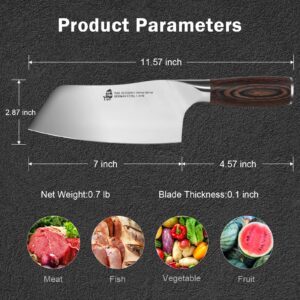 TUO Vegetable Cleaver 7 Inch- Pro Chinese Chef Knife German High Carbon Stainless Steel with Pakkawood Ergonomic Handle - Ultra Sharp Meat Cleaver for Home & Restaurant - Osprey Series with Gift Box