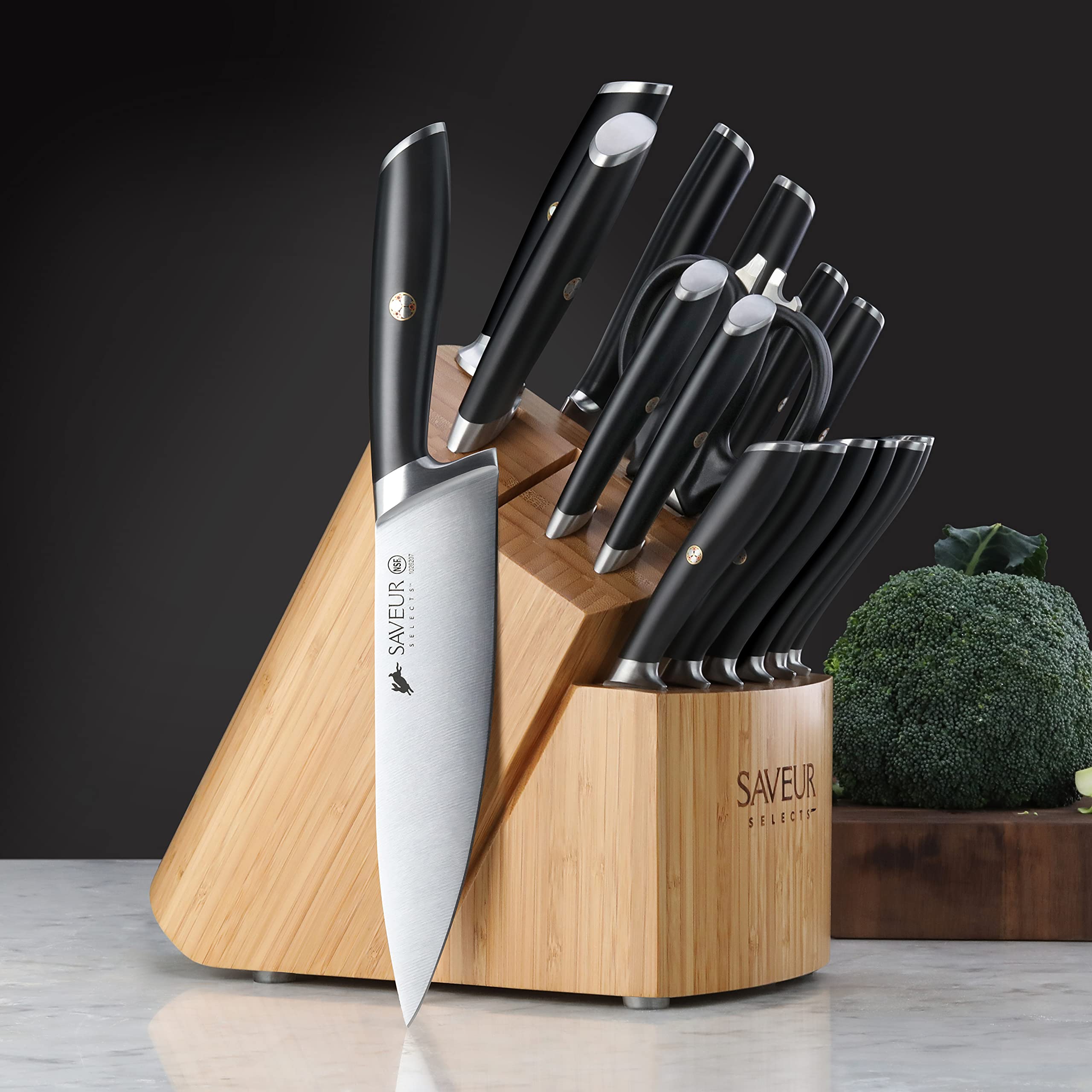 Saveur Selects 1026320 German Steel Forged 17-Piece Knife Block Set