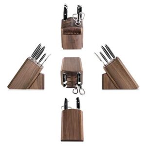 Cangshan Thomas Keller Signature Collection Swedish Powder Steel Forged, 7-Piece Knife Block Set, Walnut Block with 8 Spare Slots, Black