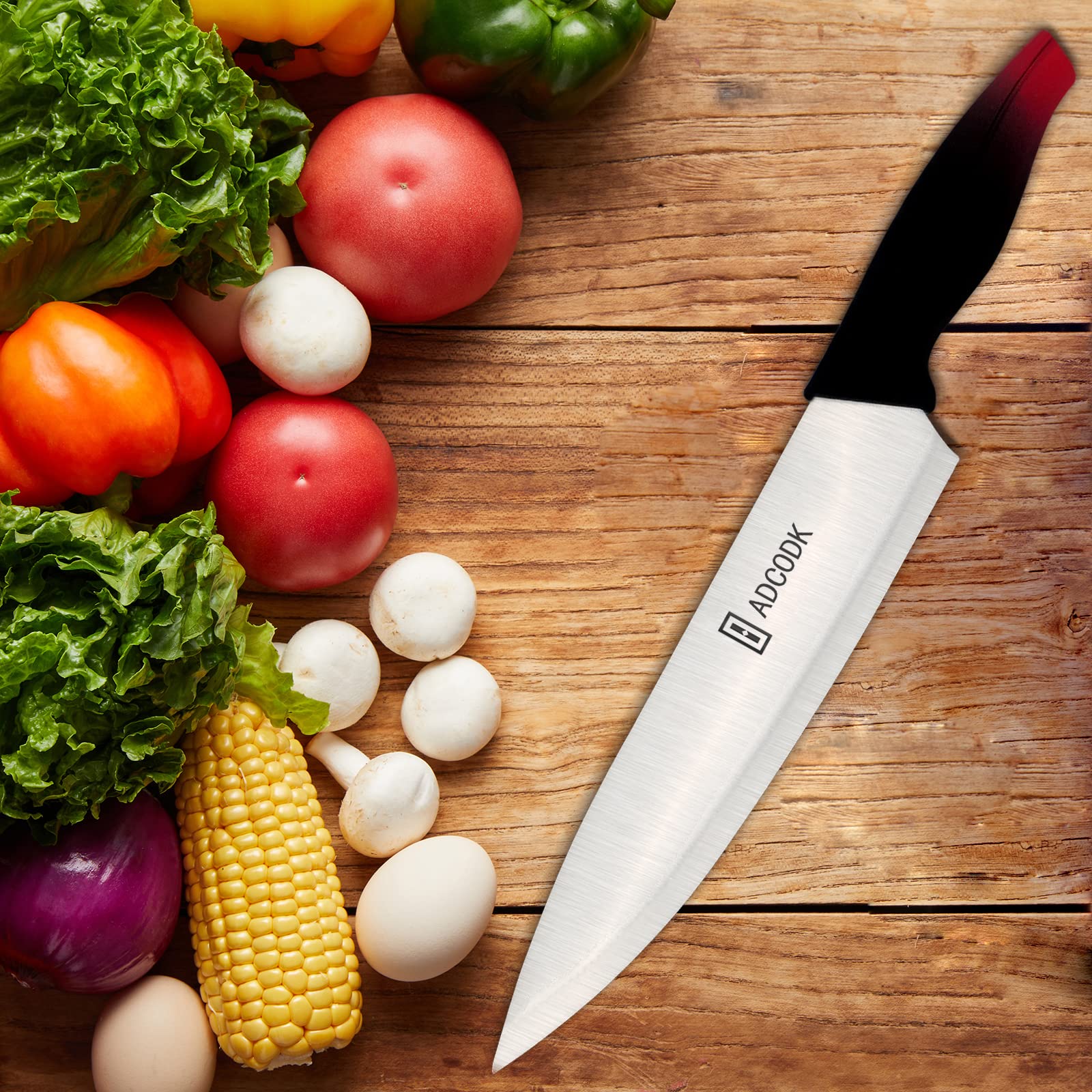 ADCODK Chef Knife - Pro Kitchen Knife 8 Inch Chef's Knives Stainless Steel With Sheath Ergonomic Handle