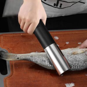 Electric Fish Scaler Powerful Cordless, Fish Scaler Remover No Mess, Waterproof Fish Scale Scraper-Built in 3000MA Rechargeable Lithium Battery (Black)