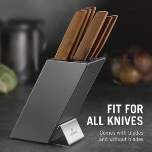 Victorinox Swiss Modern Knife Block - Knife Block with Knives - Includes Santoku Knife, Bread Knife, Chef's Knife & More - Premium Kitchen Accessories - Walnut Wood Handles, 6-Piece Set