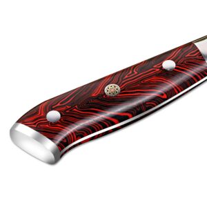 KEENSUN Damascus Chef Knife - 8 Inch Professiona Kitchen Knife Rust Resistant Japanese VG10 Super Steel 67 Layer High Carbon Stainless,with Red Ergonomic Resin Handle and Luxury Gift Box