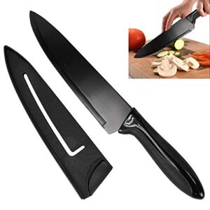 1 Pc 8" Chef Knife W/Sheath Black Non Stick Blade Extra Sharp Home Kitchen