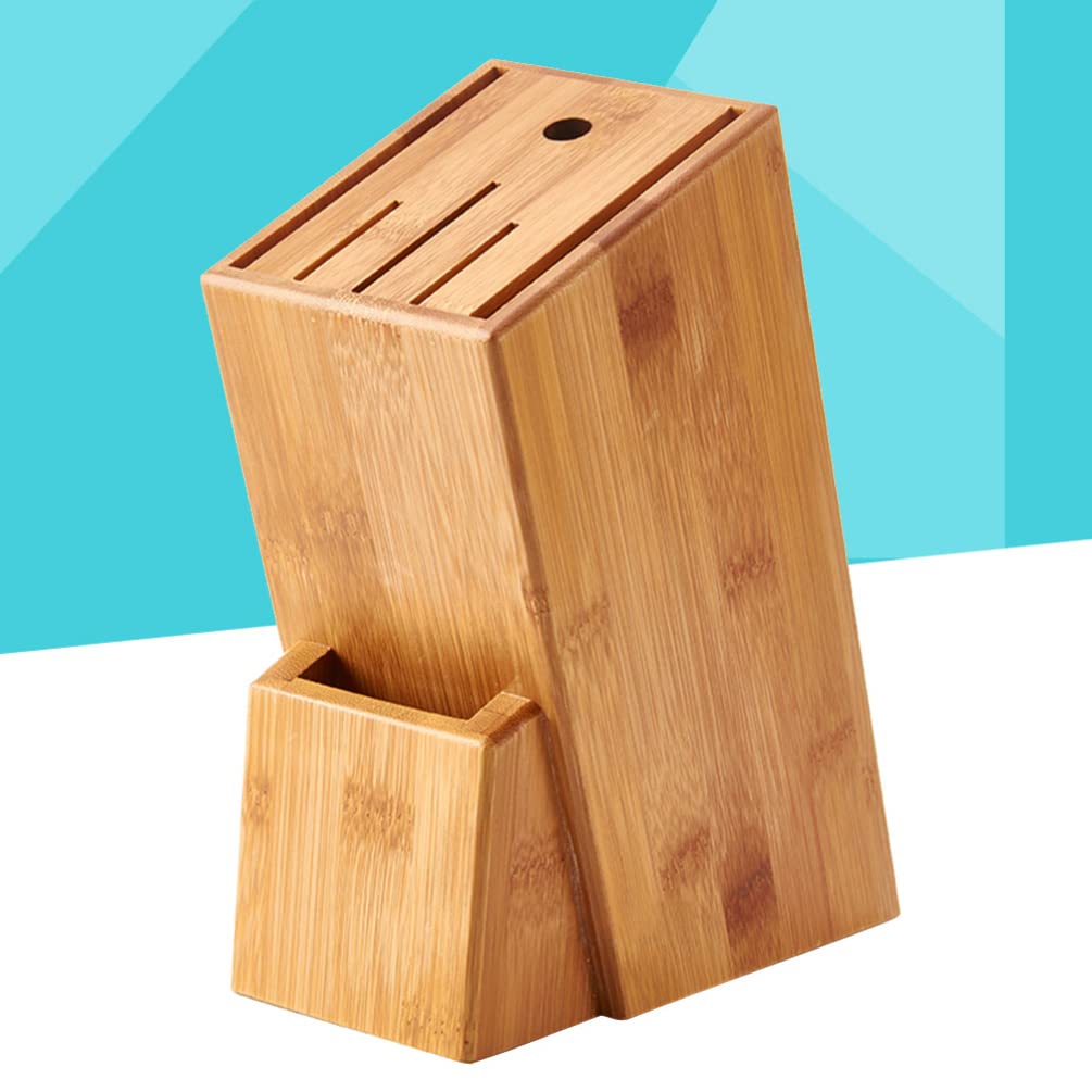 STOBAZA Bamboo Knife Block for Kitchen Storage, Universal Knife Holder for Counter Top, Knife Storage Block Without Knives, Kitchen Knife Stand Countertop Butcher Block Household Knife Rack Storage