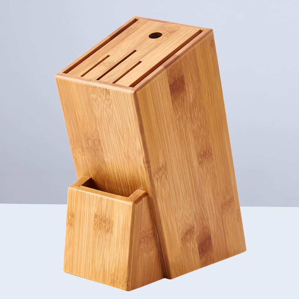 STOBAZA Bamboo Knife Block for Kitchen Storage, Universal Knife Holder for Counter Top, Knife Storage Block Without Knives, Kitchen Knife Stand Countertop Butcher Block Household Knife Rack Storage