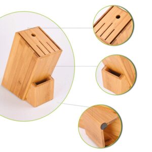 STOBAZA Bamboo Knife Block for Kitchen Storage, Universal Knife Holder for Counter Top, Knife Storage Block Without Knives, Kitchen Knife Stand Countertop Butcher Block Household Knife Rack Storage