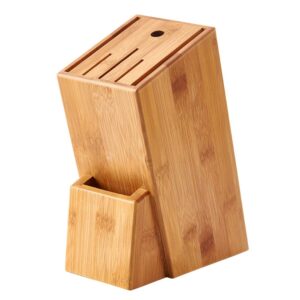 STOBAZA Bamboo Knife Block for Kitchen Storage, Universal Knife Holder for Counter Top, Knife Storage Block Without Knives, Kitchen Knife Stand Countertop Butcher Block Household Knife Rack Storage