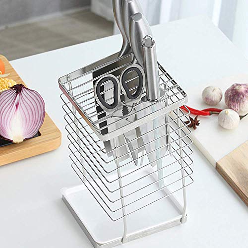 ZH1 The Thickened 304 Stainless Steel Knife Holder is Easy to Clean and Save Space. The Unique Slot Can Protect The Blade and Has a Removable Water Tray.