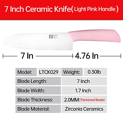 LIANGTAI Ceramic Knife 7 Inch Chef's Knife (Light Pink Handle)