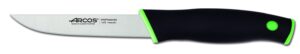 arcos vegatable knife 4 inch stainless steel. professional vegetable knife for peeling fruits and vegetables. ergonomic polyoxymethylene handle and 110 mm blade. series duo. color black and green.