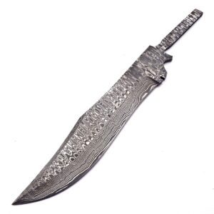 BB-4040 Handmade Damascus Steel 15 Inches Blank Blade Knife Beautiful Pattern on the Blade, Make your own desire of Handle and be proud of your work