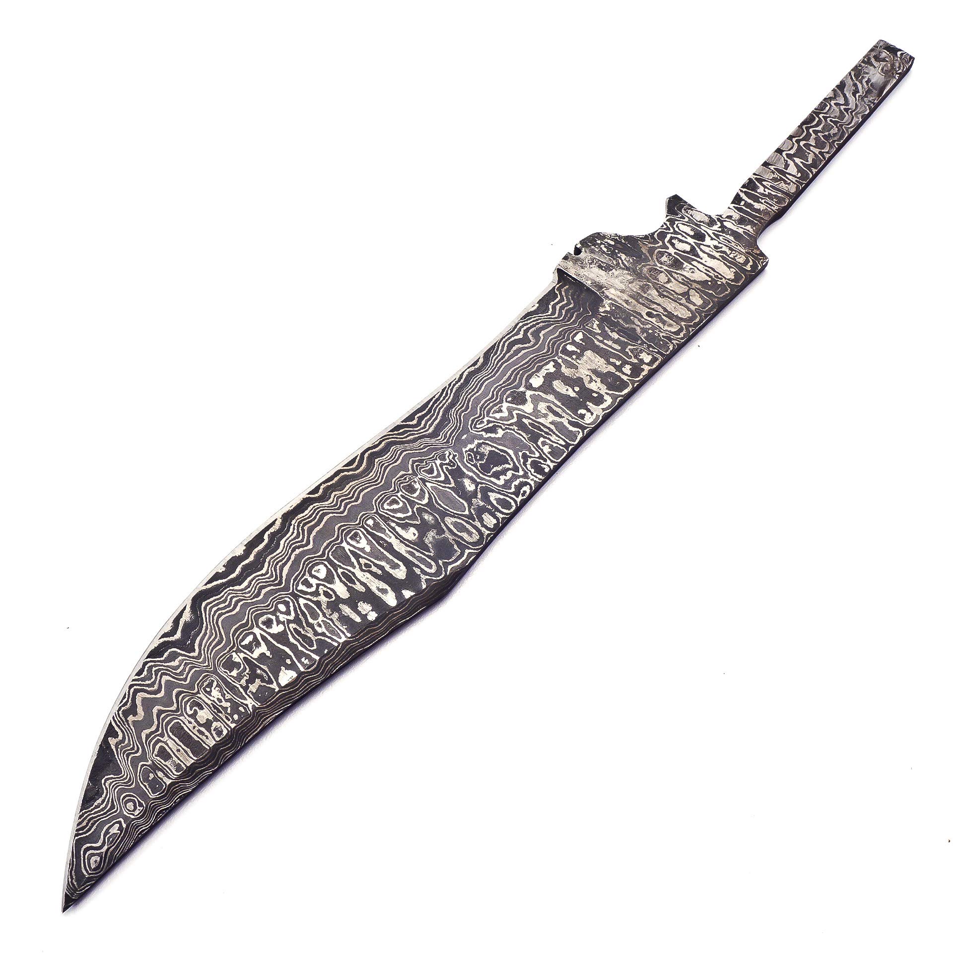 BB-4040 Handmade Damascus Steel 15 Inches Blank Blade Knife Beautiful Pattern on the Blade, Make your own desire of Handle and be proud of your work