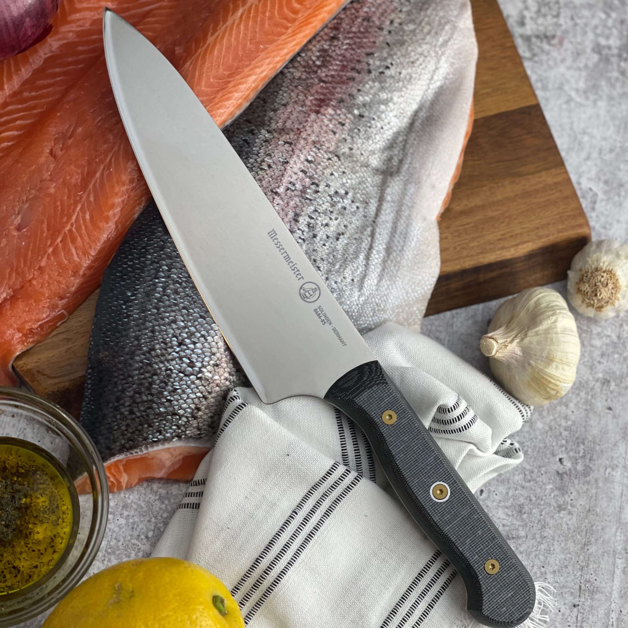 Messermeister Custom 8” Chef’s Knife - X50 German Stainless Steel - Rust Resistant & Easy to Maintain - Made in Solingen, Germany