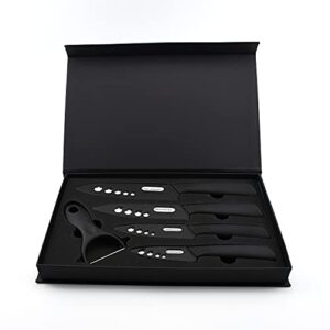 Kitchen Ceramic Knife Set Professional Knife With Sheaths, Super Sharp Rust Proof Stain Resistant (6" Chef Knife, 5" Utility Knife, 4" Fruit Knife, 3" Paring Knife, One Peeler)