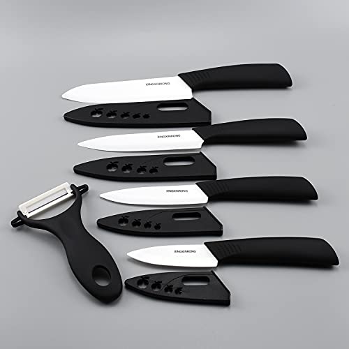 Kitchen Ceramic Knife Set Professional Knife With Sheaths, Super Sharp Rust Proof Stain Resistant (6" Chef Knife, 5" Utility Knife, 4" Fruit Knife, 3" Paring Knife, One Peeler)