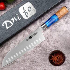 Cloverpeia Chef Knife 7 Inch Kitchen Knife Ultra Sharp Santoku Knife - 7Cr17Mov Japanese Chefs Knife, Resin Wood Handle, Best Knives & Kitchen Gadgets Choice, Christmas Gifts