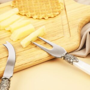CATHYLIN REVERIE Collection Wedding Cake Knife and Server Set and 4-Piece Cheese Tool Set