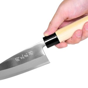 Seki Japan Japanese Seki SANBONSUGI Sushi Chef Knife, Stainless Steel Sashimi Deba Knife, Magnolia Wood Handle, 150 mm (5.9 in) for Left-Handed