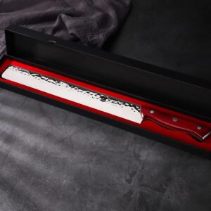 VG10 Slicing Knife, 16 inch Japanese Carving Knife Ultra Sharp Forged High Carbon Stainless Steel Long Brisket Knife For Meat Cutting BBQ Watermelon Full Tang Kitchen Knives Ergonomic Handle Gift Box