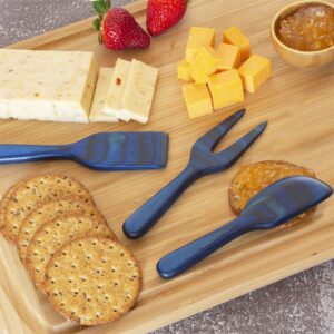 Totally Bamboo Baltique Malta Collection 3 Piece Cheese Knife Set, Colorful Wooden Cheese Tools for Charcuterie