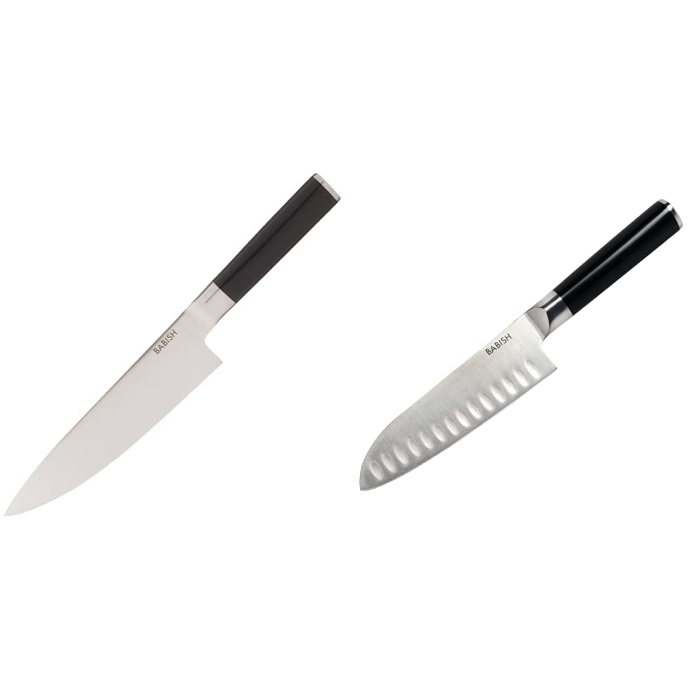 Babish High-Carbon German Steel Chef and Santoku Knife Set