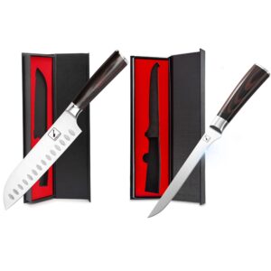 imarku 7 inch santoku knife and 6 inch boning knife german hc stainless steel professional knife with ergonomic pakkawood handle for home kitchen