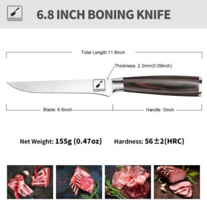 imarku 7 Inch Santoku Knife and 6 Inch Boning Knife German HC Stainless Steel Professional Knife with Ergonomic Pakkawood Handle for Home Kitchen