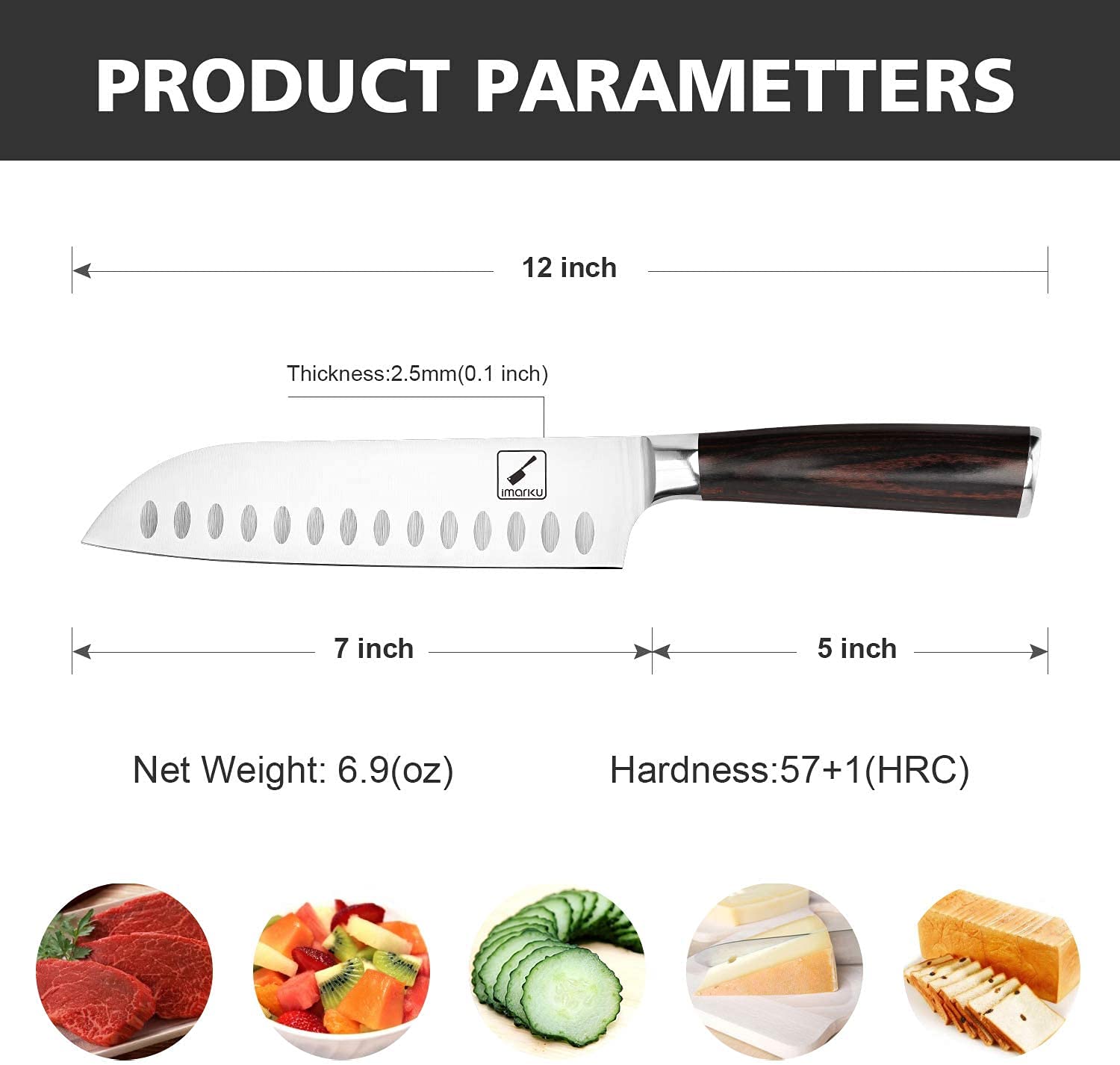 imarku 7 Inch Santoku Knife and 6 Inch Boning Knife German HC Stainless Steel Professional Knife with Ergonomic Pakkawood Handle for Home Kitchen