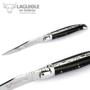 Laguiole en Aubrac handmade knife 11 cm L0211BUIF buffalo horn handle, blade and bolsters stainless steel shiny