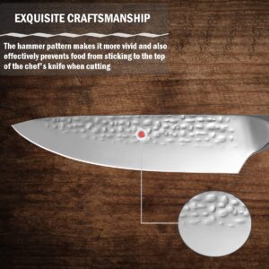 Chef Knife, Super Sharp 7.5 inch Professional Chef's Knife with Pakkawood Handle, VG-5 Stainless Steel, Kitchen Meat Vegetable Knife with Leather Sheath and Gift Box