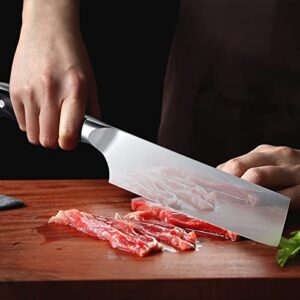 7 inch Nakiri Knife - Razor Sharp Meat Cleaver High Carbon German Stainless Steel Vegetable Kitchen Knife, Multipurpose Asian Chef Knife for Home and Kitchen with Ergonomic Handle (Asian Nakiri Knife)