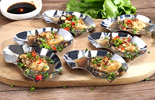 Premium Reusable Stainless Steel Oyster Shells, Set of 12, Great for Make Oysters Rockefeller/Baked Clams/Scallop/Seafood of all Kind (12 pieces per pack)