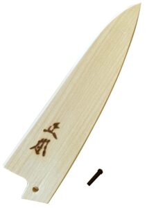 masamoto petty knife sheath 5" (120mm) for vg and at series, japanese petty utility knife saya with pin, wooden kitchen knife protect cover, japanese natural magnolia wood, made in japan