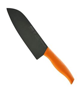 nicul 7" santoku knife - titanium blade - orange pp handle