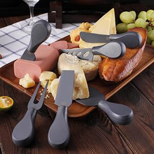 YQ 6-Pieces Cheese Knife Set for Charcuterie Board Accessories,Coated Cheese Knives and Spreader Set,Wedding Housewarming Party Mother Father Valentine Gifts (navy blue)