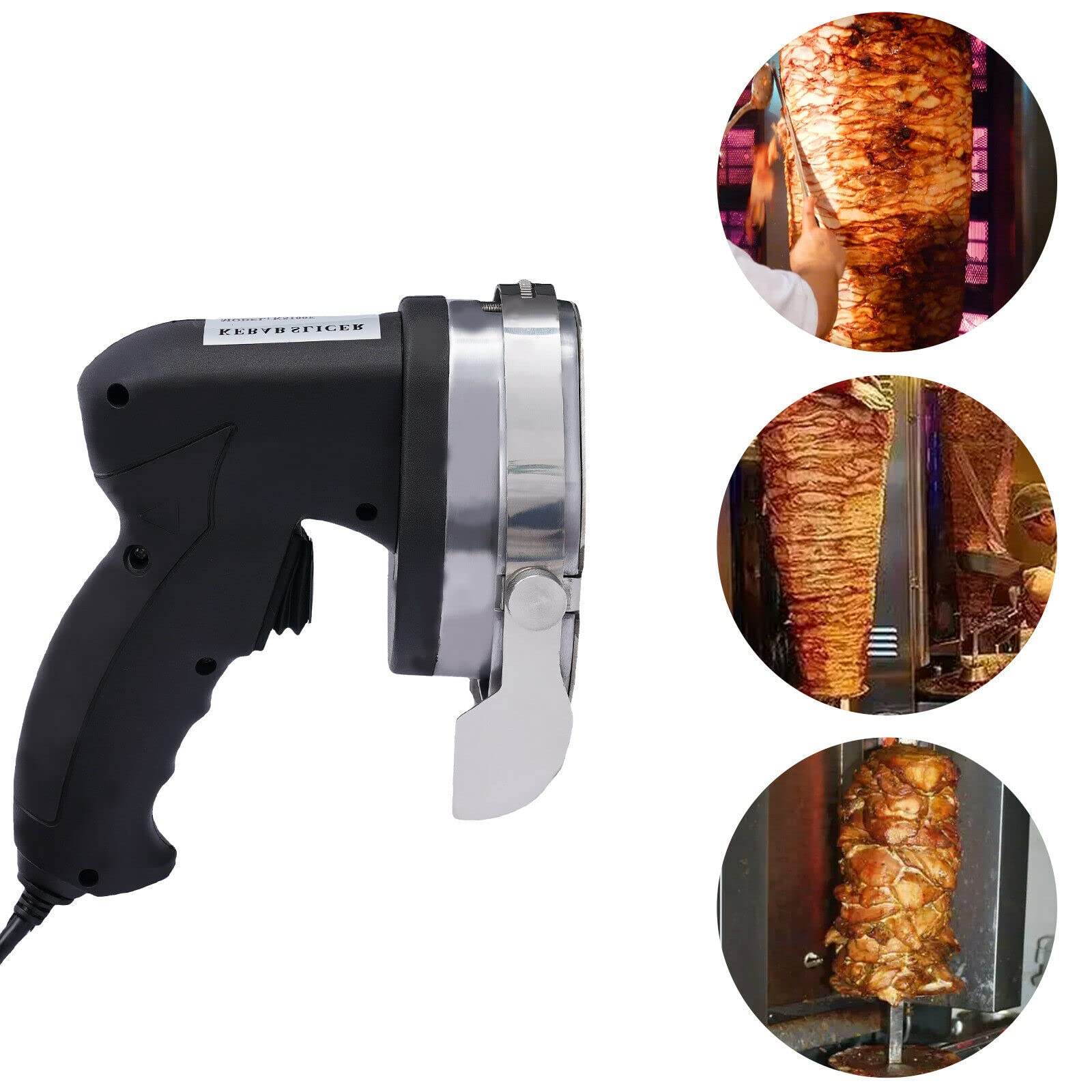 BJTDLLX Electric Shawarma Doner Kebab Knife, Professional Electric Shawarma Cutter Slicer Cutlery Gyro Doner Kebab Hand Held for Cutting Turkish Kebab Lamb Turkey, 1-8mm Cutting thickness