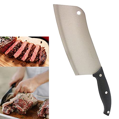 7 inch Butcher Knife Stainless Steel Meat Cleaver Professional Chef Kitchen Knife, Black, 1