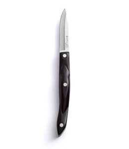 cutco model 1720 paring knife with 2¾" high carbon stainless blade and 5" classic dark brown handle (often called"black") in factory-sealed plastic bag.