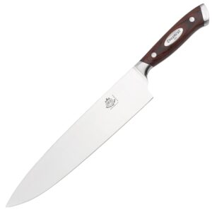 bavarian knife works premium quality 10 inches chef knife, razor sharp, made of german steel, ergonomic pakkawood handle, light weight easy to sharpen
