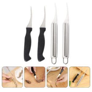 DOITOOL 4pcs Shrimp Deveiner Tool Shrimp Cleaner Knife Stainless Steel for Prawn Shelling Line Knife and Fish Cleaning Kitchen Tools Seafood Outer Shell Peeler