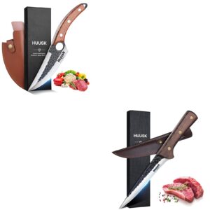 huusk japan knife bundle with hand forged deboning knife with sheath