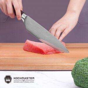 KOCHMASTER Chef Knife Professional 8" ,Kitchen Knife Ultra Sharp with Sheath,Made of High Carbon German Steel and Pakka Wood Handle with Gift Box Packing,The Ideal Choice for Kitchen & Restaurant